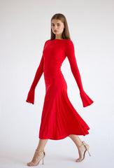 Red Kate Dress | Fitted & Flowy Double-Layer Lycra Dress