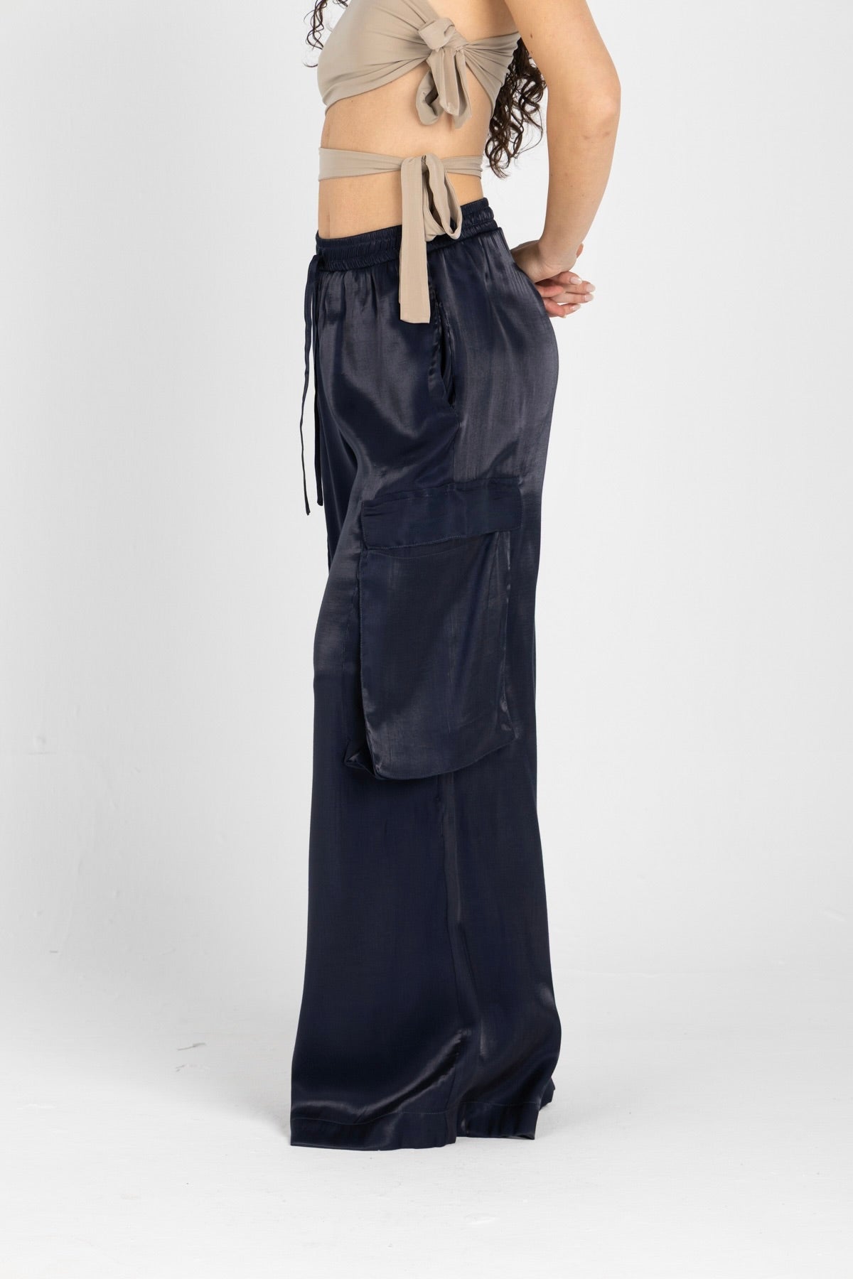Luna Pants – Fluid Shimmer Cargo, Dark Blue