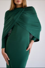 Jeanne Double-Layered Ruched Dress - Luxe Green