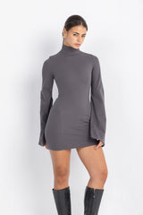 Cascade Mini Body-Cone Dress | Grey