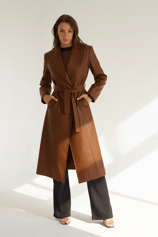 Tiffany Leather Coat - Brown