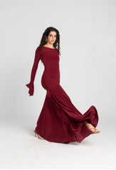 Azalea Dress – Burgundy | 10-Meter Dramatic Mermaid Flare