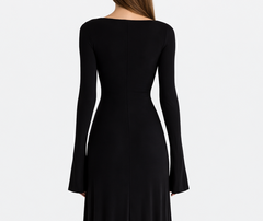 Black Kate Dress | Fitted & Flowy Double-Layer Lycra Dress