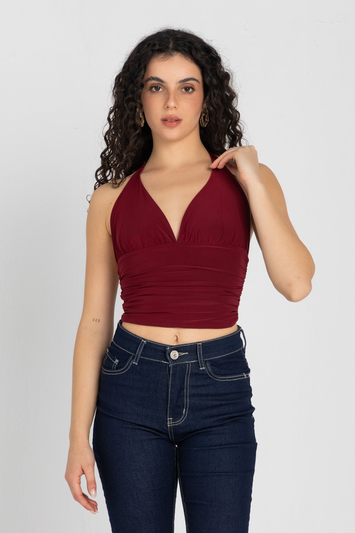 Sculpt Halter Top – Burgundy