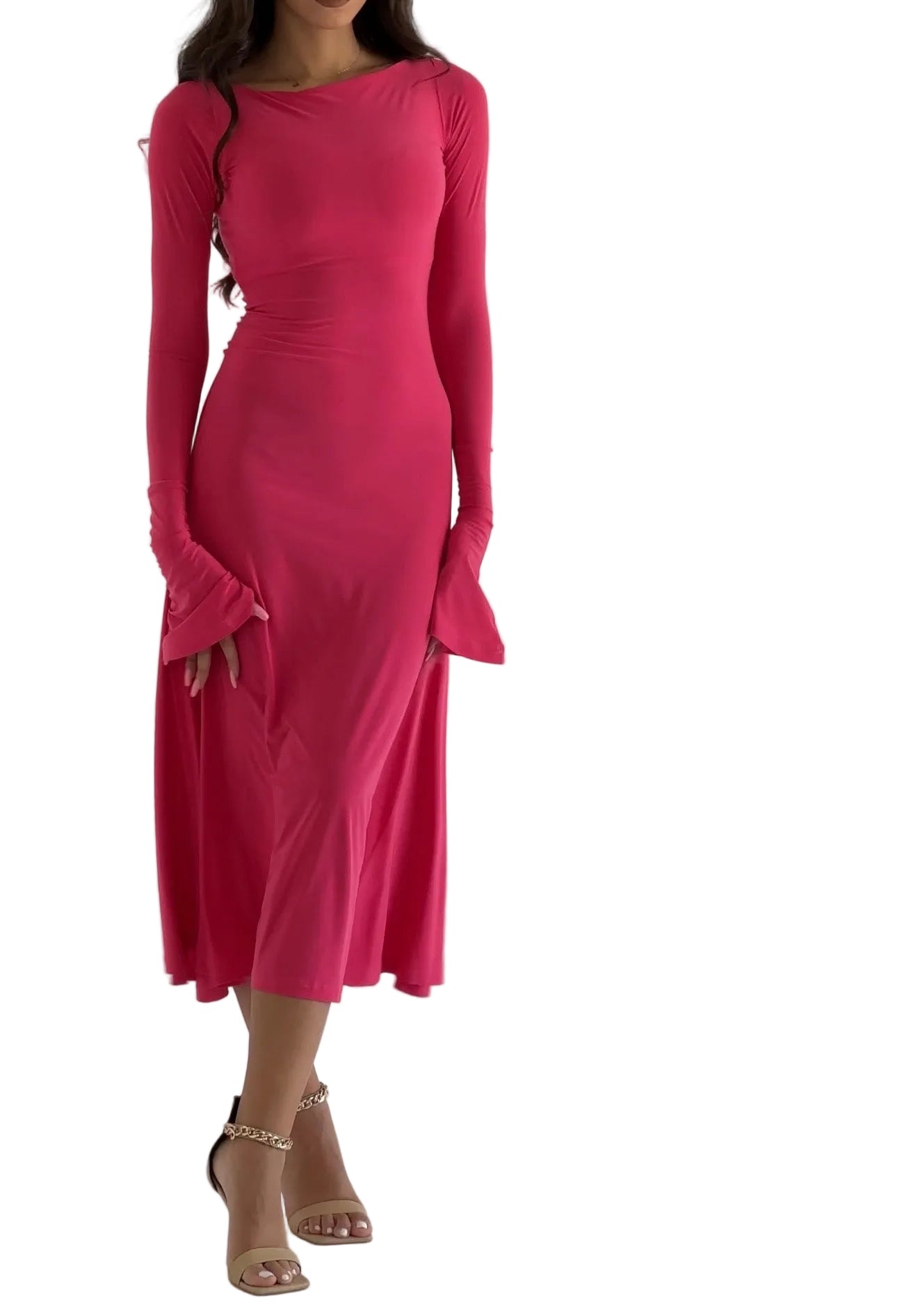 Hot Pink Kate Dress | Fitted & Flowy Double-Layer Lycra Dress