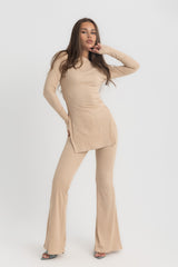 Oxford Set  – Nude Ribbed Two-Piece Outfit