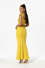 Summer Yellow Serena Double Layer Flowy Skirt - Premium Lycra
