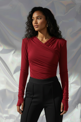 Thea Bodysuit - Burgundy Structured Shoulder Bodysuit