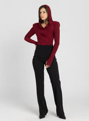 Thea Bodysuit - Burgundy Structured Shoulder Bodysuit