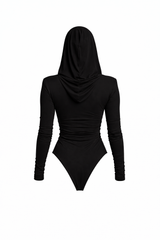 Thea Bodysuit - Black Structured Shoulder Bodysuit