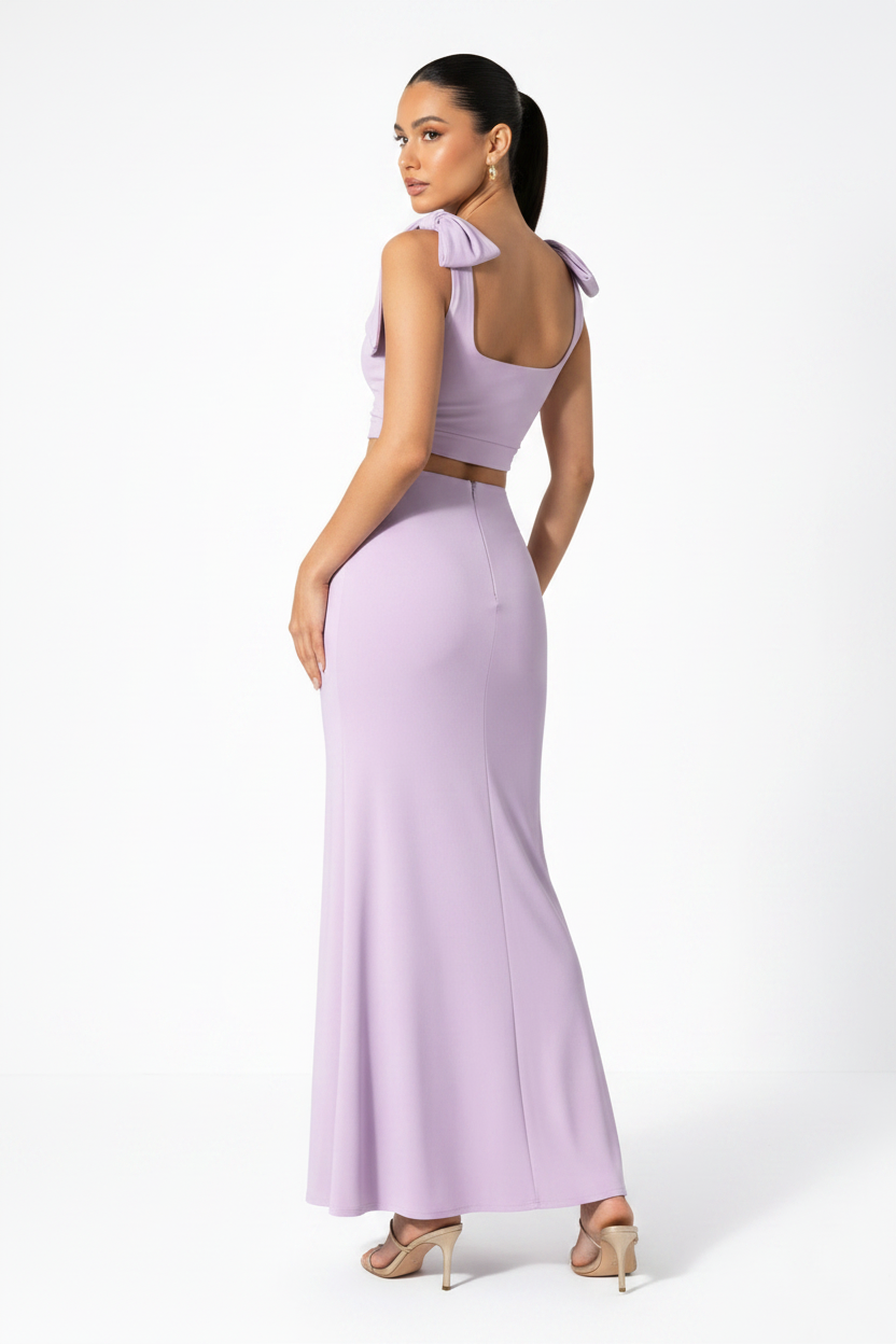 Serena Double Layer Flowy Skirt - Premium Lycra - Lilac