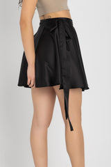 Whisper Skirt – Satin Wrap Mini Skirt | Black