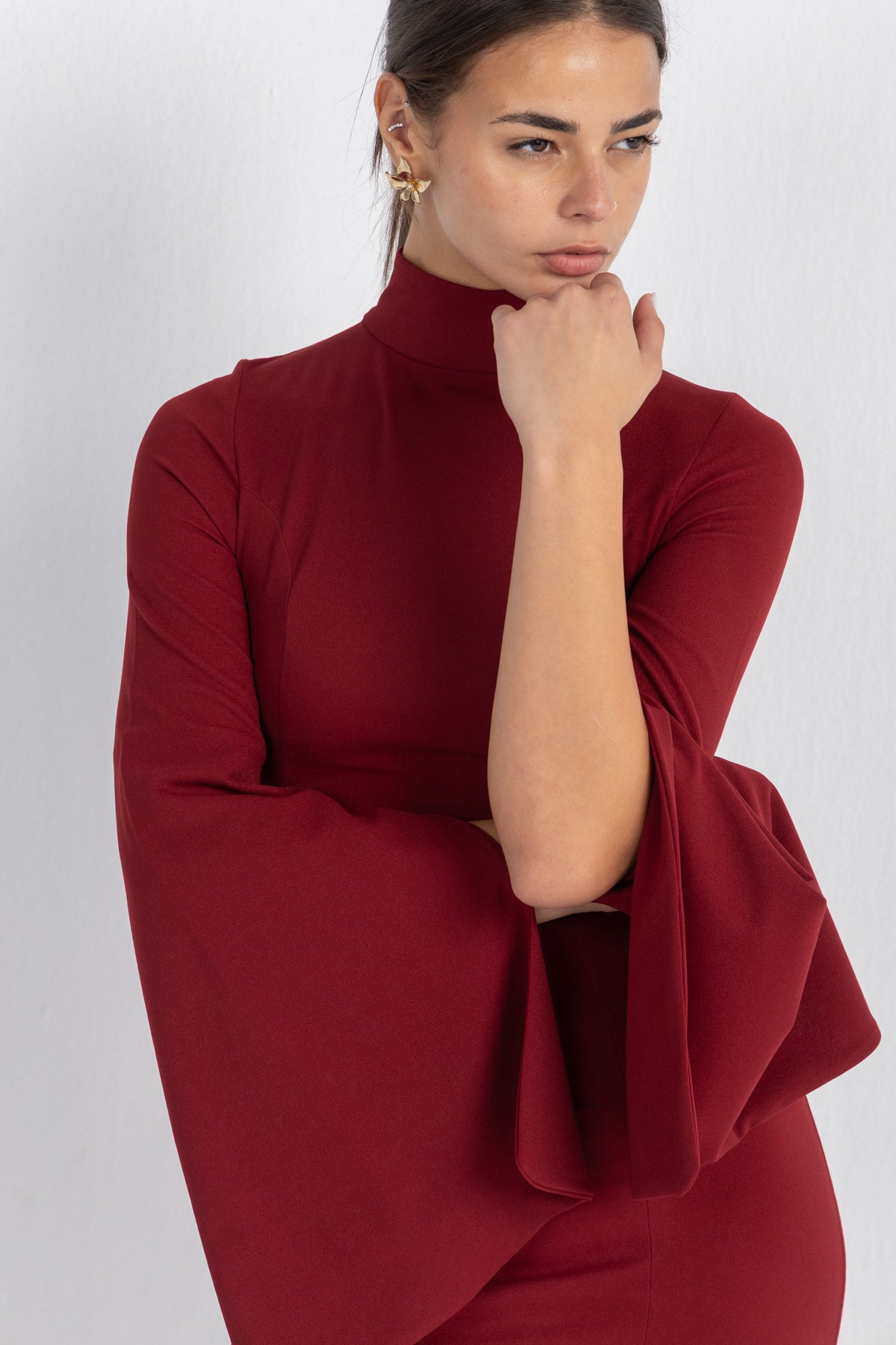 Cascade Mini Body-Cone Dress |  Burgundy