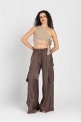 Luna Pants – Fluid Shimmer Cargo, Brown