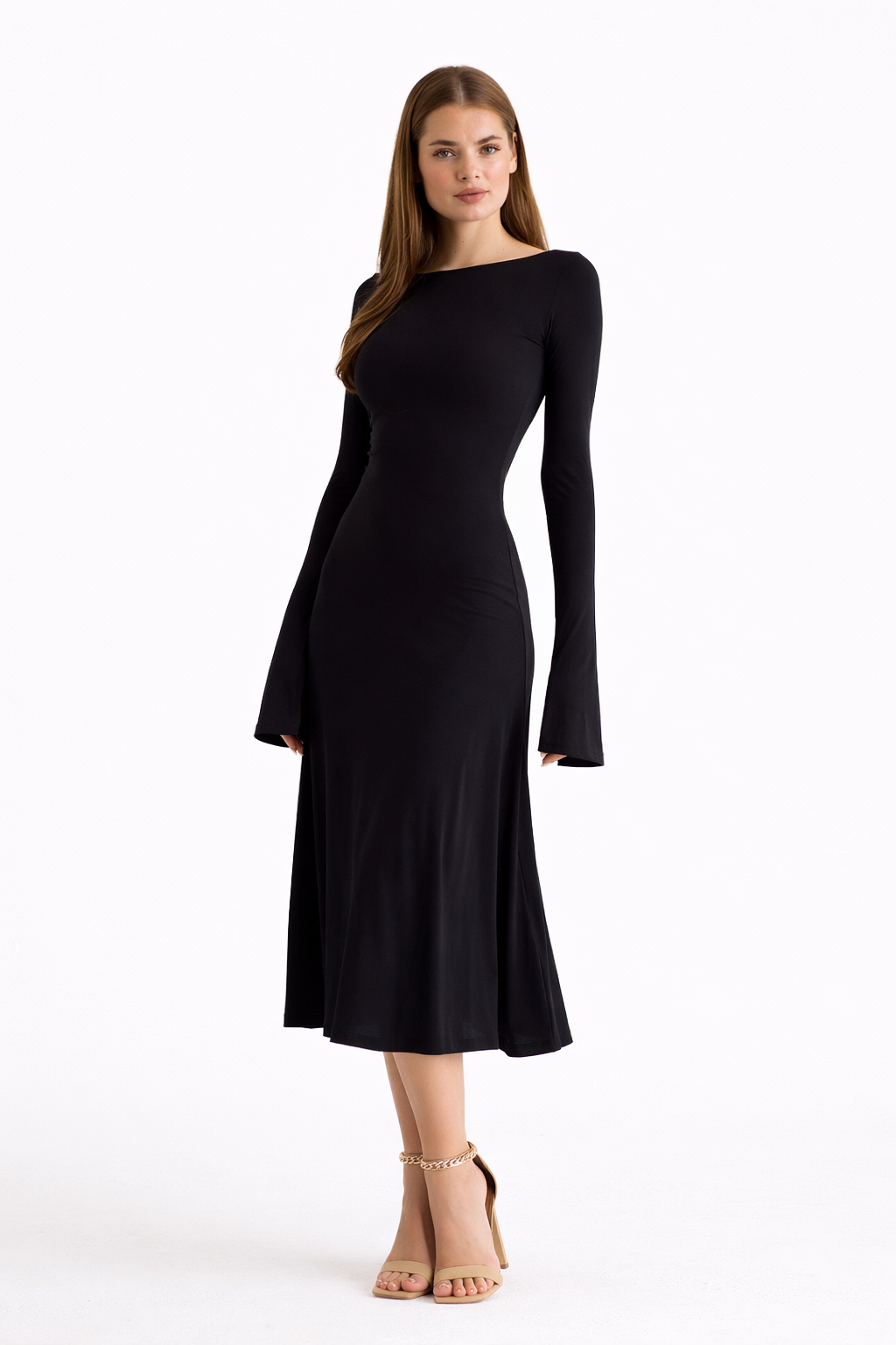Black Kate Dress | Fitted & Flowy Double-Layer Lycra Dress