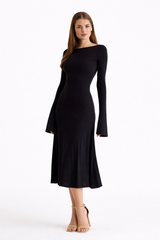 Black Kate Dress | Fitted & Flowy Double-Layer Lycra Dress