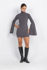 Cascade Mini Body-Cone Dress | Grey