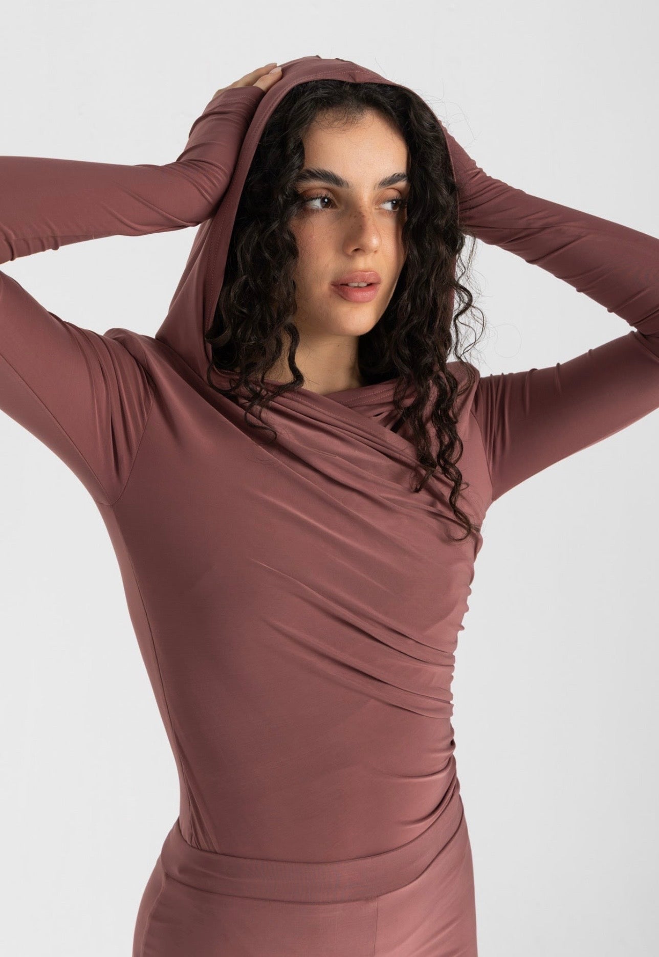 Thea Bodysuit - Dusty Rosewood Structured Shoulder Bodysuit