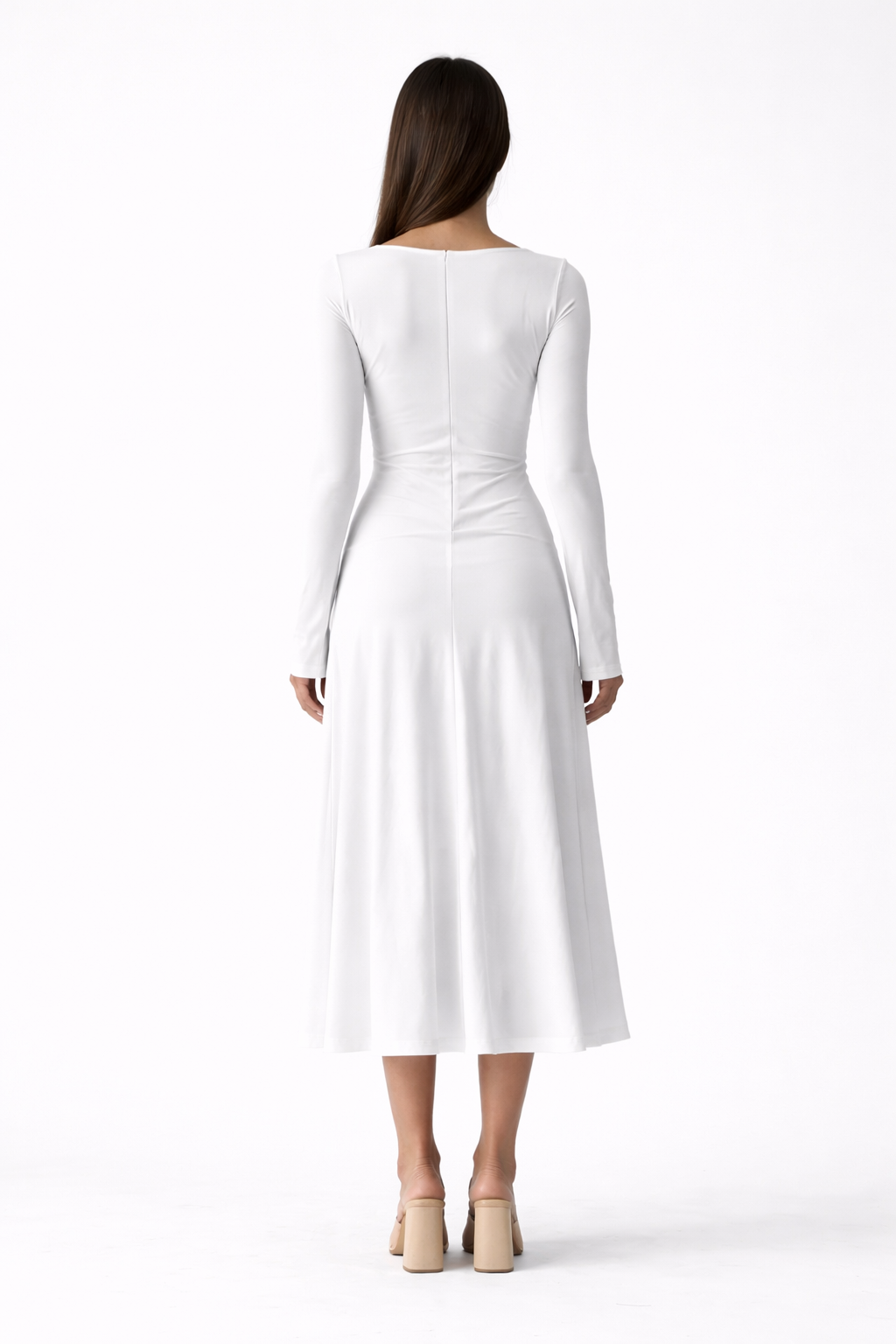 White Kate Dress | Fitted & Flowy Double-Layer Lycra Dress