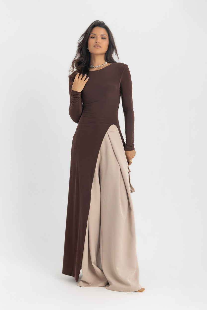 The Sovereign Blouse Dress - Brown