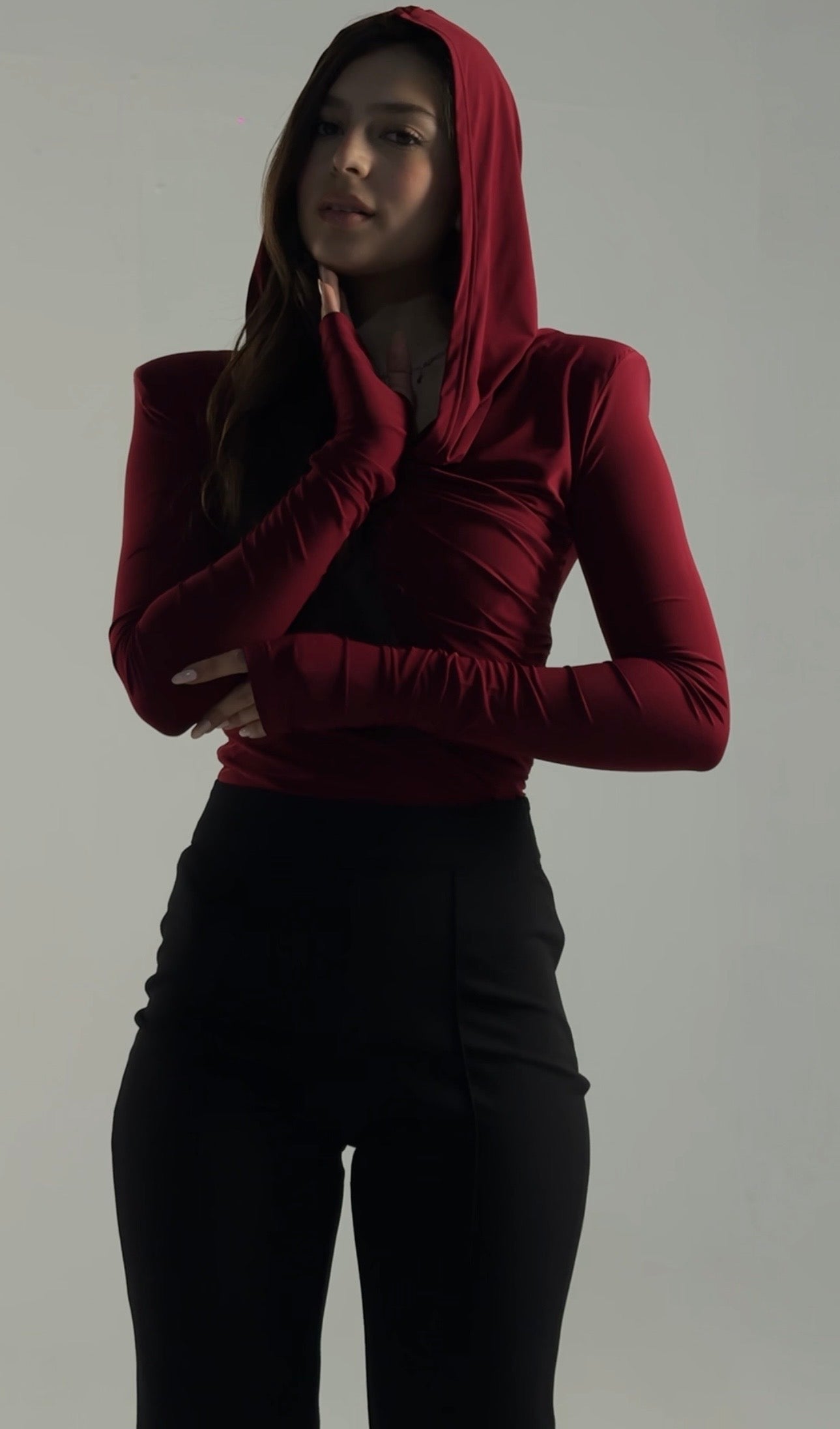 Thea Bodysuit - Burgundy Structured Shoulder Bodysuit