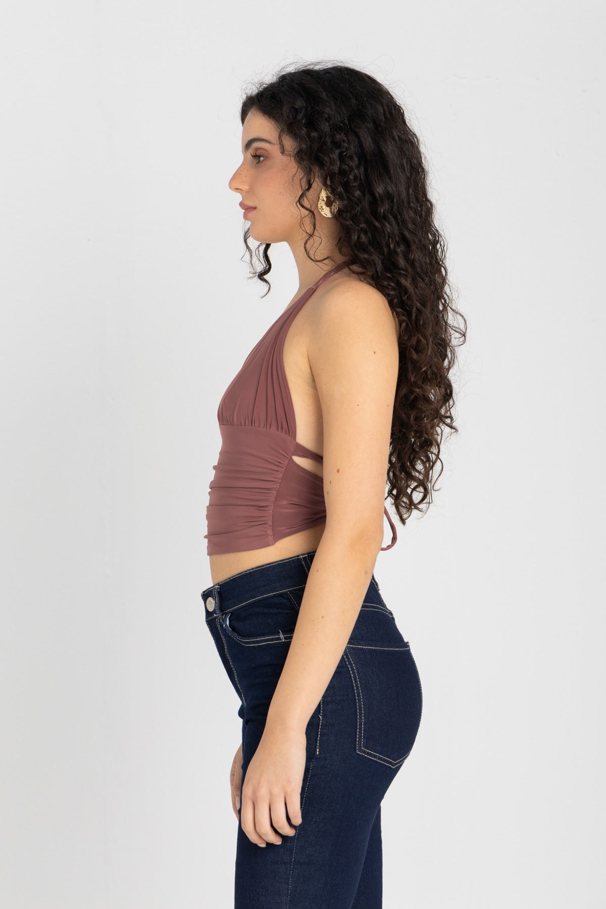 Sculpt Halter Top – Dusty Rosewood
