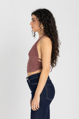 Sculpt Halter Top – Dusty Rosewood