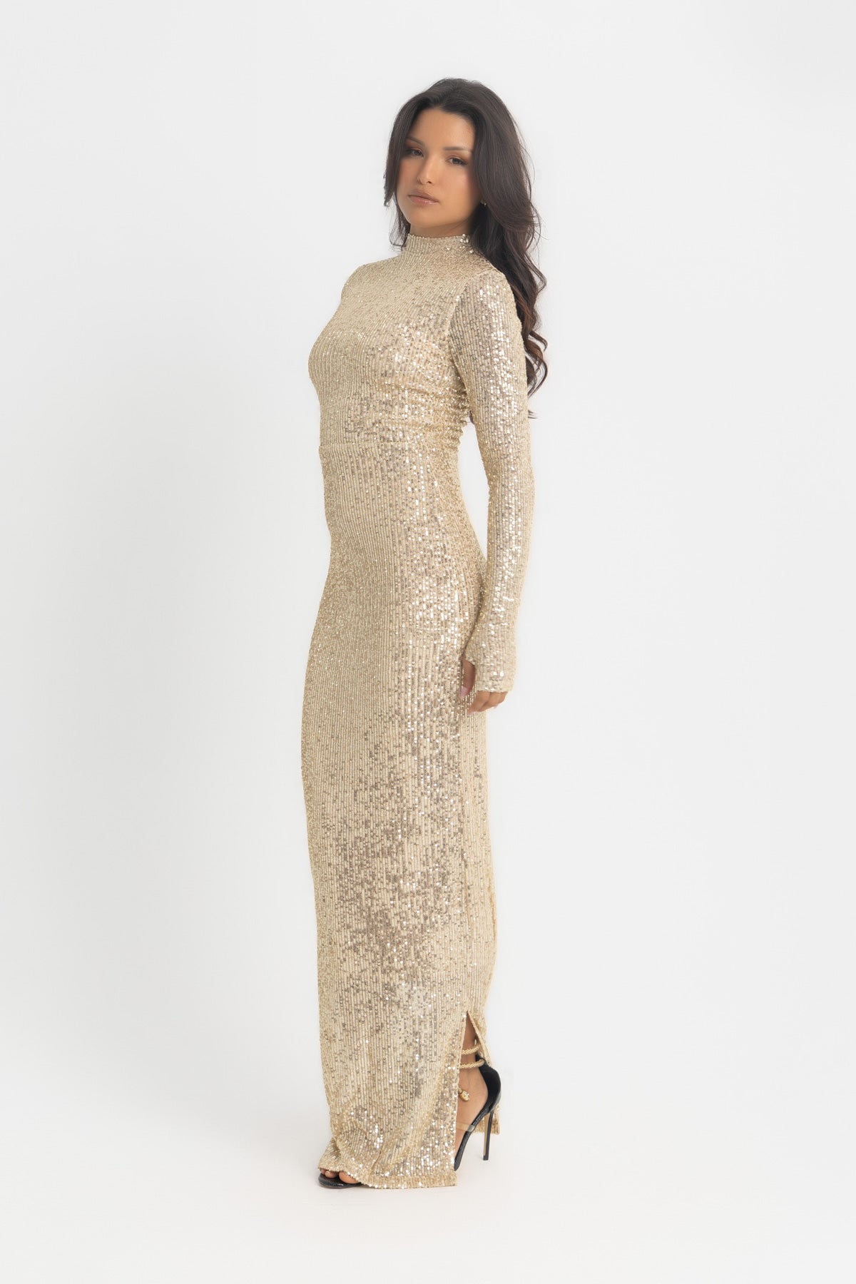 Cher Dress - Champagne Sequin Bodycon Dress