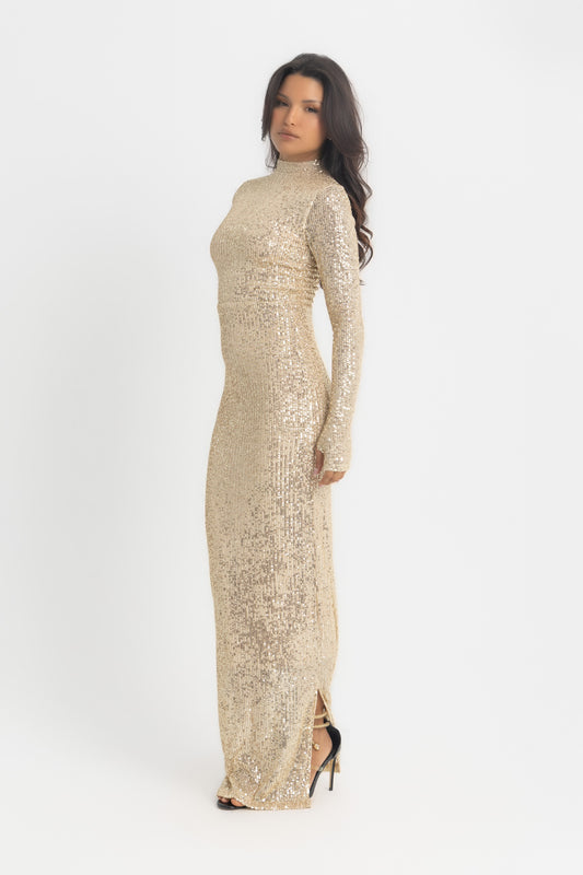 Cher Dress - Champagne Sequin Bodycon Dress
