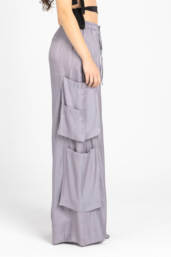 Luna Pants – Fluid Shimmer Cargo, Grey Lilac