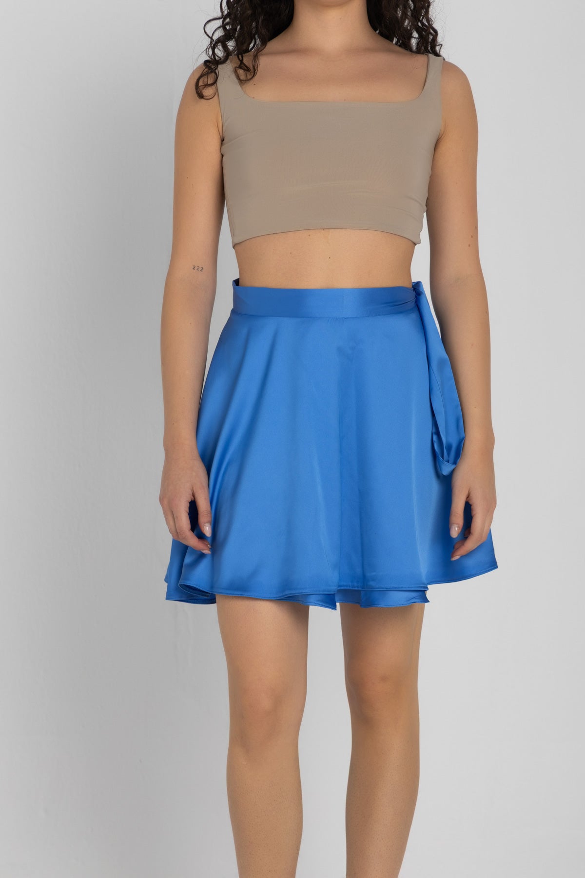 Whisper Skirt – Satin Wrap Mini Skirt | Blue