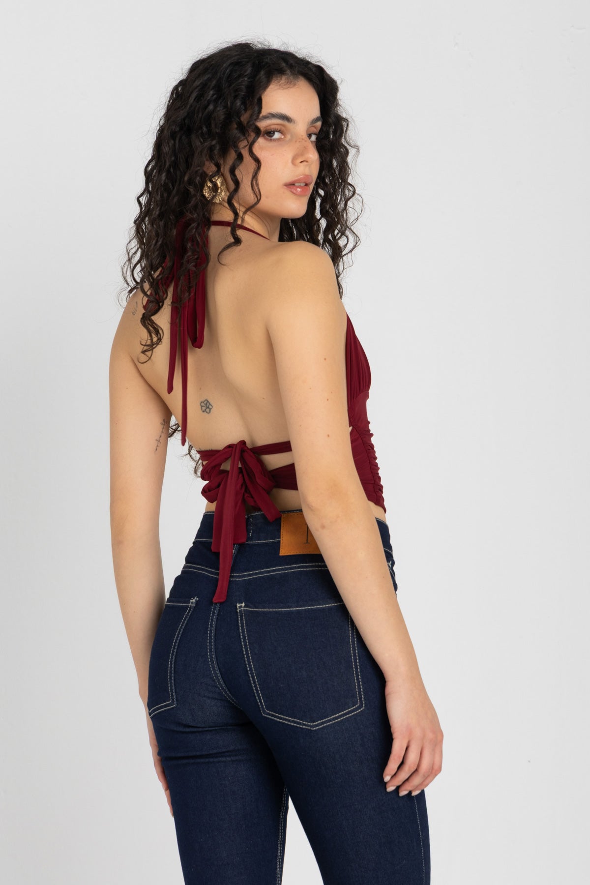 Sculpt Halter Top – Burgundy