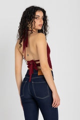 Sculpt Halter Top – Burgundy