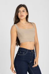 Muse Crop Top – Nude Beige