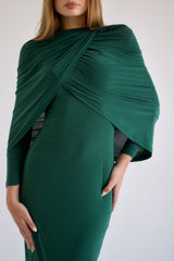 Jeanne Double-Layered Ruched Dress - Luxe Green