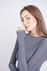 Double-Layer Long Sleeve Top – Grey