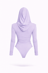 Lilac Thea Bodysuit – structured shoulder stretch bodysuit with hourglass silhouette | sand
