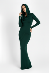 Bordeaux Hooded Bodycon Dress - Emerald Green