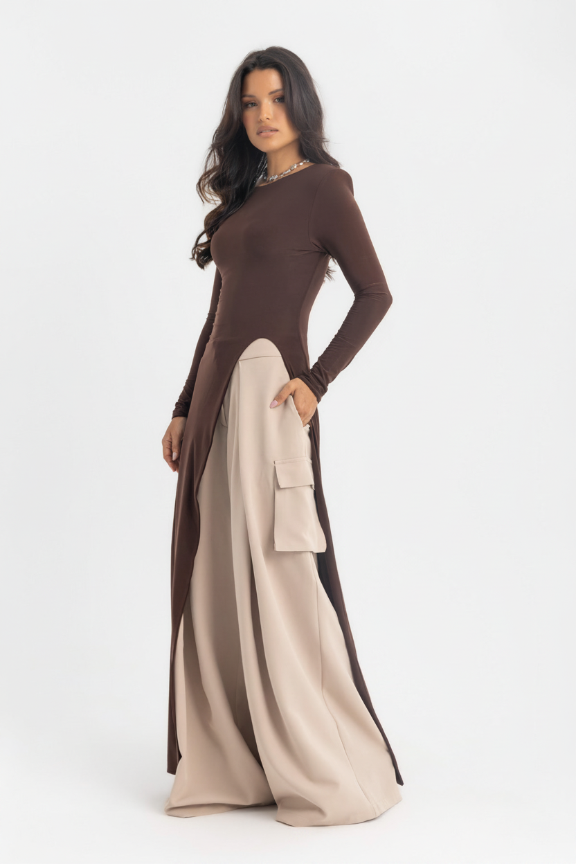 The Sovereign Blouse Dress - Brown
