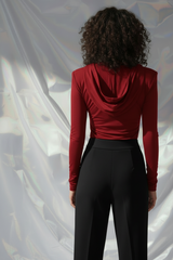 Thea Bodysuit - Burgundy Structured Shoulder Bodysuit