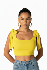 Lea Top - Yellow | Free-Tie Shoulder