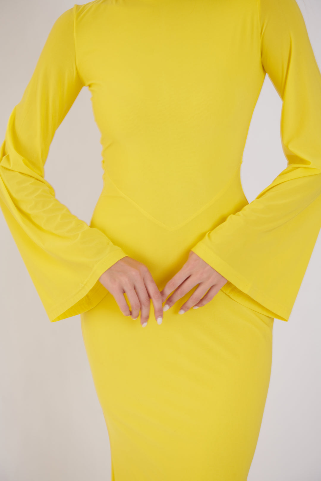 Valentina Long Sleeve Maxi Dress - Summer Yellow - Flowy Double Layered Gown