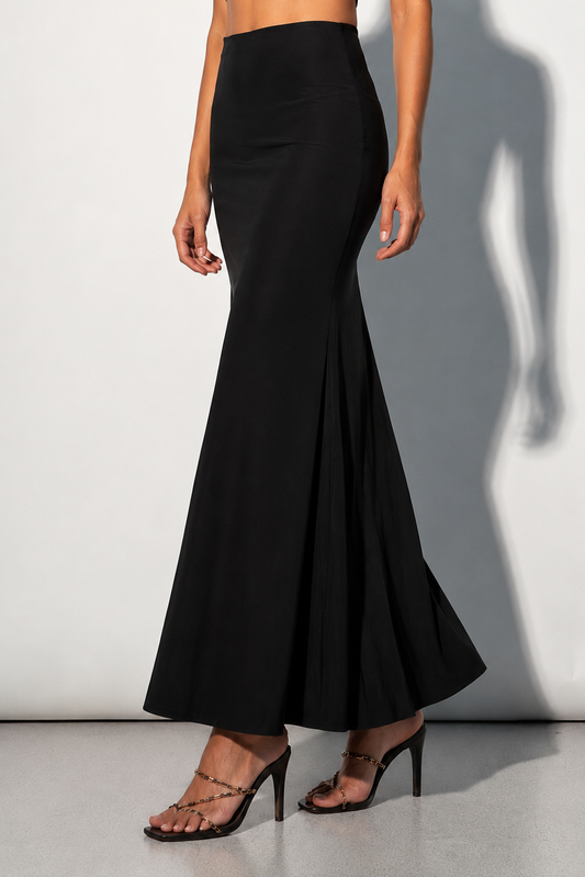 Serena Double Layer Flowy Skirt - Premium Lycra - Black