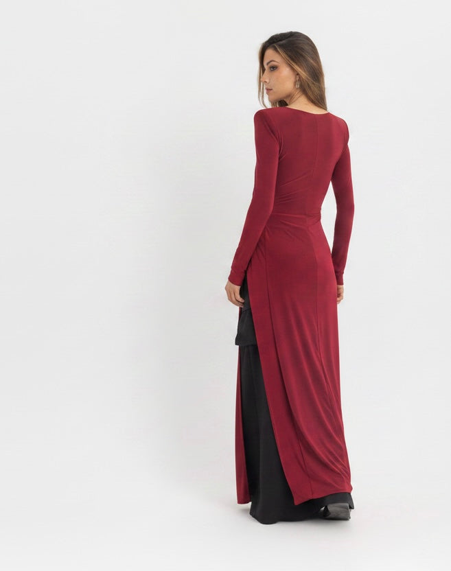 The Sovereign Blouse Dress – Burgundy
