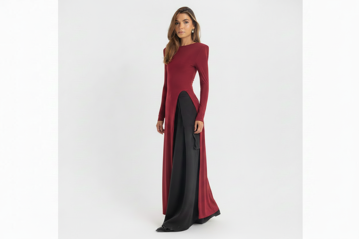The Sovereign Blouse Dress – Burgundy