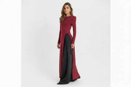 The Sovereign Blouse Dress – Burgundy