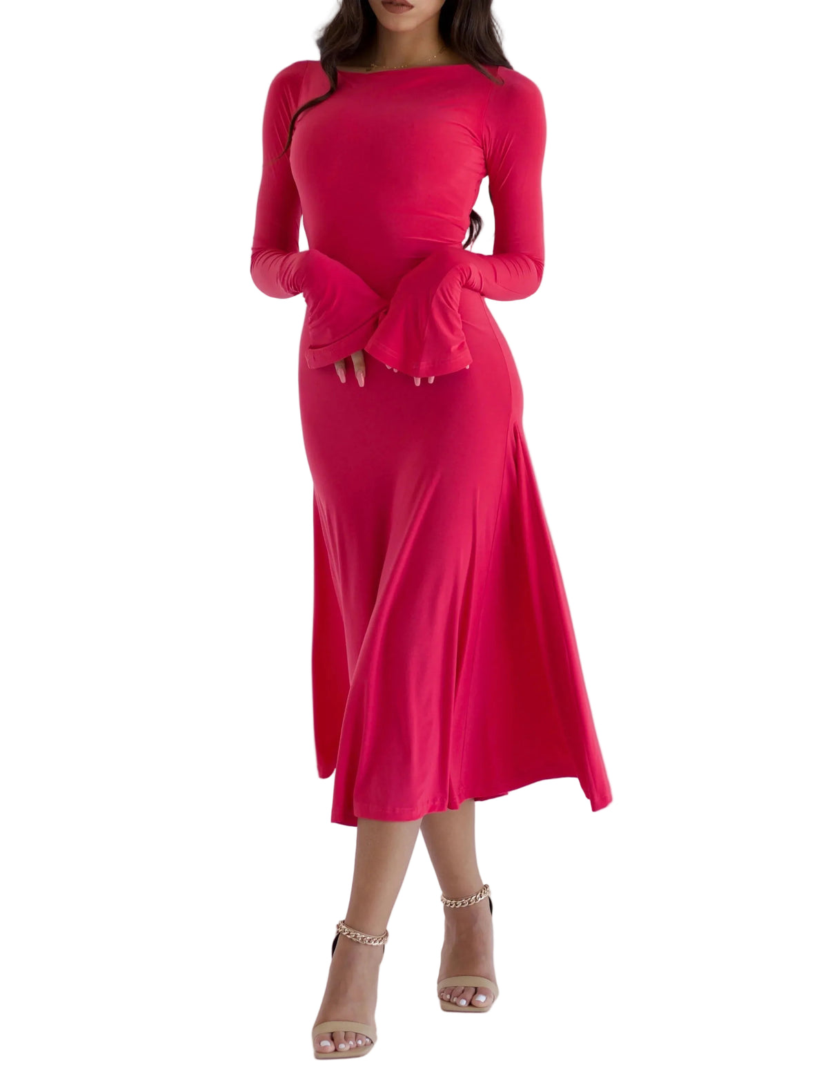 Hot Pink Kate Dress | Fitted & Flowy Double-Layer Lycra Dress