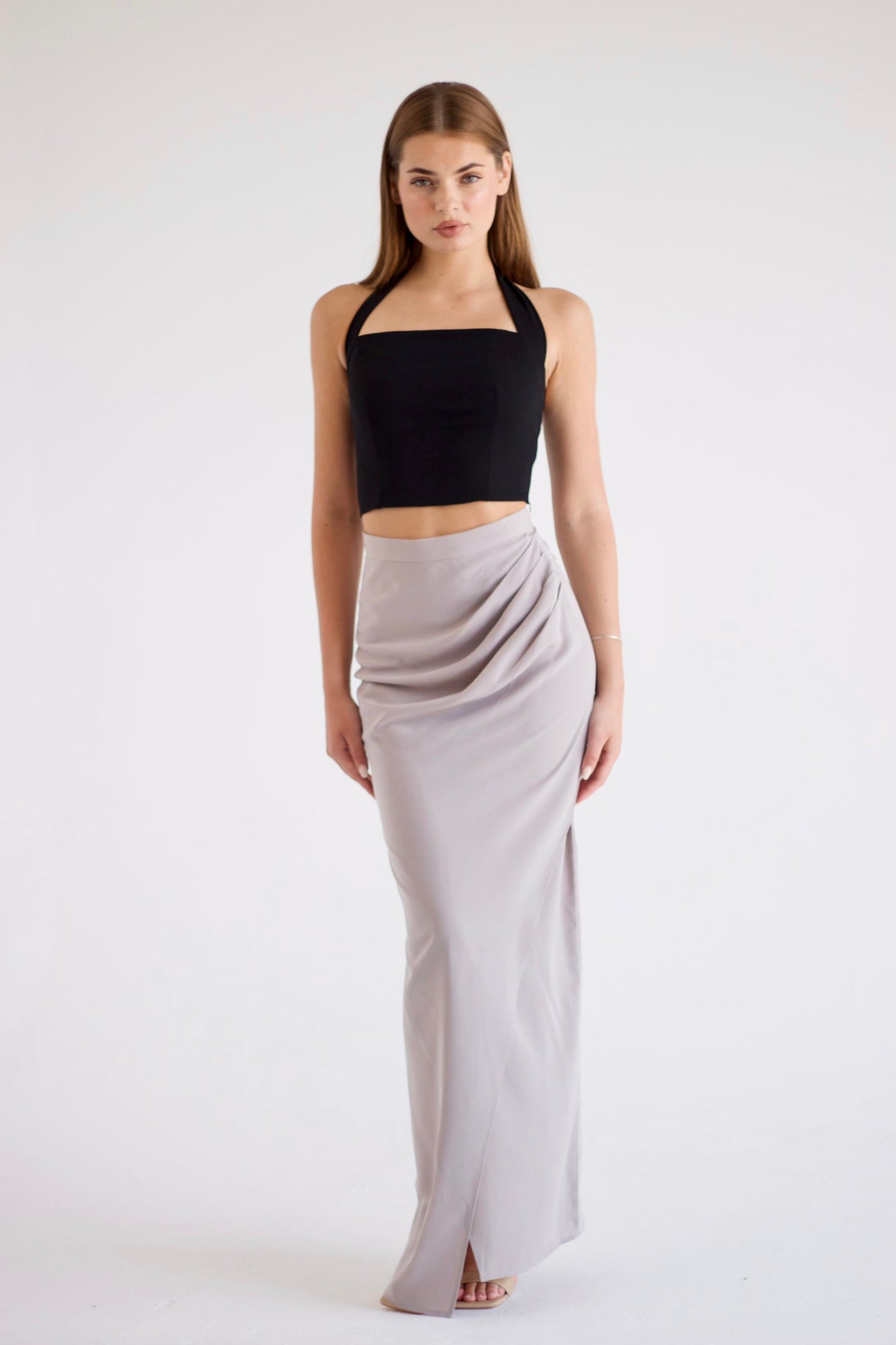 Draped maxi skirt