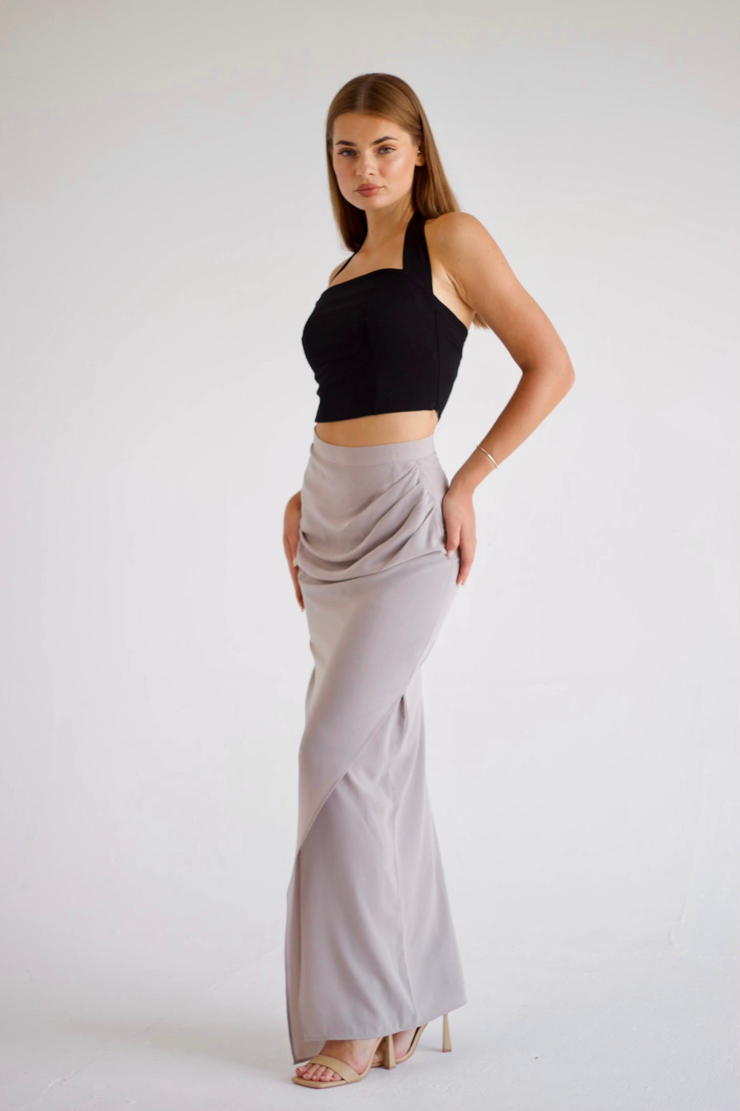 Draped maxi skirt