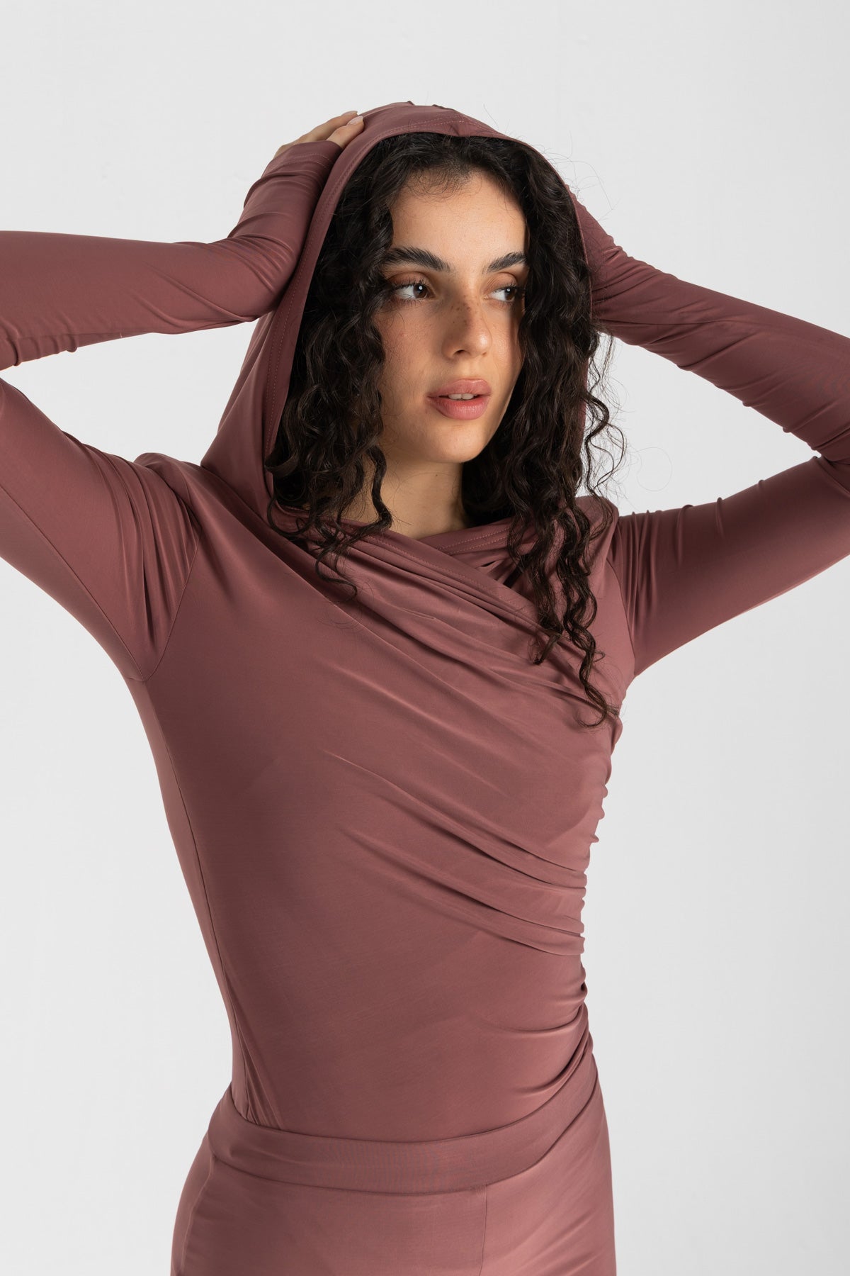 Thea Bodysuit - Dusty Rosewood Structured Shoulder Bodysuit